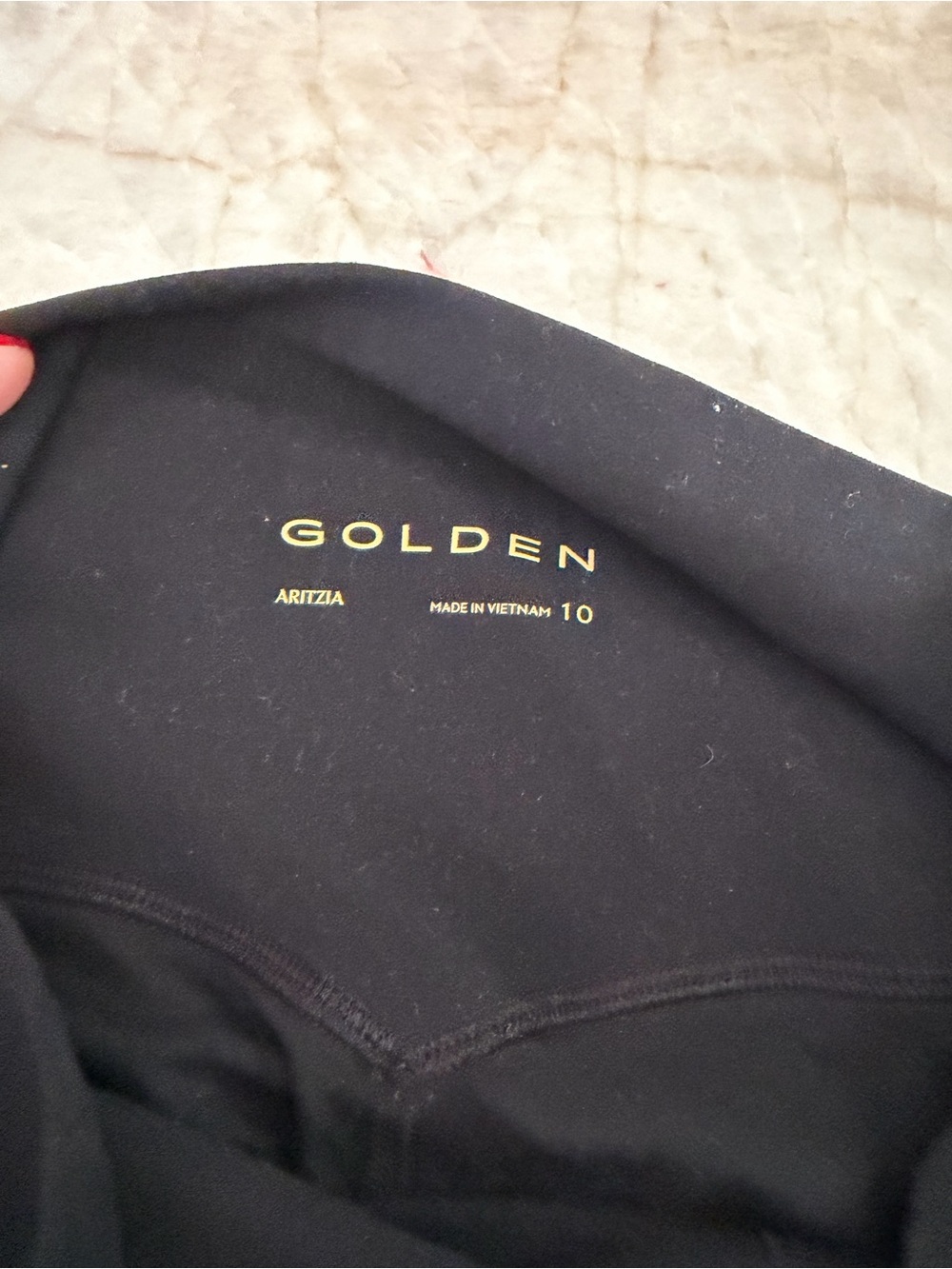 Aritzia GOLDEN Black Leggings with Gold Logo